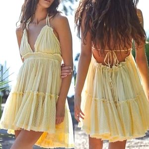 Free People Yellow Halter Dress